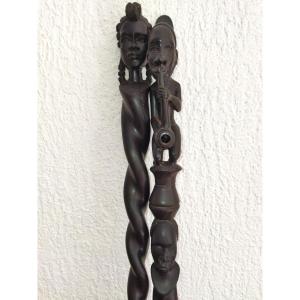 Anthropomorphic African Canes Ceremonies Command Dignitary Attributes Chief Collection