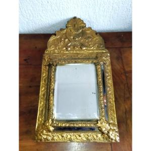 Napoleon III Mirror Glazing Beads Gilded Stamped Brass 19th Century