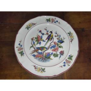 Villeroy & Boch "phoenix" Large Round Dish With Bird And Flower Decor 