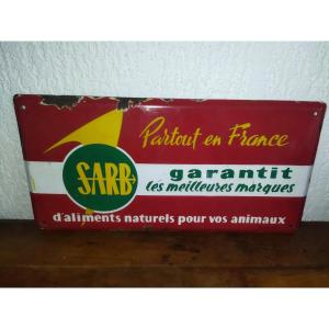 Enamel Plaque "sarb" Natural Food For Animals 1950 Alsatian Emaillerie Collection