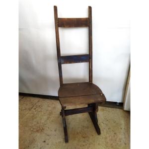 Chair Antique Folk Art Solid Wood High Back