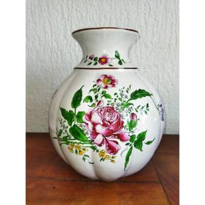Vase Ball With Gadroons Faïencerie De l'Est Floral Decor Collection