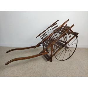 Handcart Double Seat Solid Wood Steel Wheels Traction For Children Good Condition