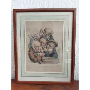 Boilly "les Antiquaires" Engraving Representing Avarice One Of The 7 Deadly Sins Curiosity XIX