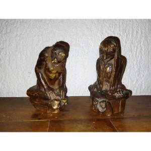 Gargoyle Chimera Painted Plaster Collection Notre-dame De Paris Marcel Marron 