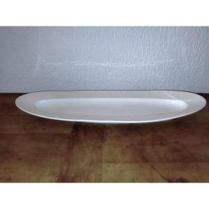 Large Oval Platter, White Glazed Ceramic, 24x67cm