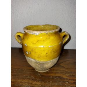 Antique Glazed Pottery From The Southwest, Small Pot For Fat/preserves, Folk Art, Collectible, 14cm