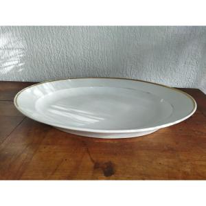 Large Oval Porcelain Serving Platter With Gold Rim, Tableware, 38x55cm
