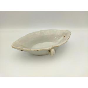 Antique Oblong Sauce Boat In White Glazed Earthenware, 18th Century Collection
