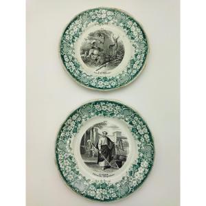 Creil & Montereau Plate Inscribed "st Joseph" & "st Hubert" Patrons Of Carpenters & Hunters 