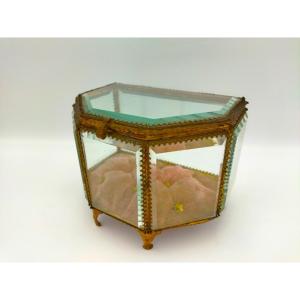 Napoleon III Large Jewelry Box With Beveled Glass Sides - Display Item - Collectible