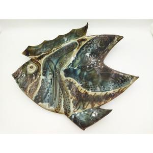 Art Ceramic Large Terracotta Bowl Fish-shaped Centerpiece Artisan
