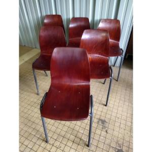 Pagwood Pagholz Set Of 6 Children's Chairs For Community Use, German Design 