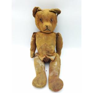Antique Bear, Children's Plush Toy, Collectible, Fabric & Straw, 19th Century 