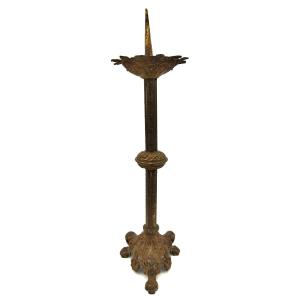 Antique Bronze Candle Holder With Tripod Base And Claw Feet, 60cm