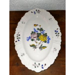 Regional Earthenware Oval Serving Platter With Polychrome Floral Motifs Including Ranunculus Collection