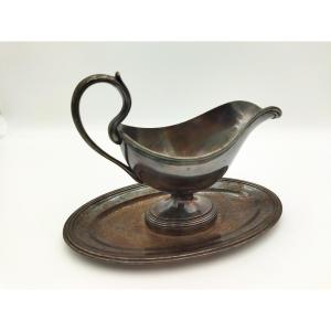 Christofle Antique Sauce Boat On A Silver-plated Foot Tableware