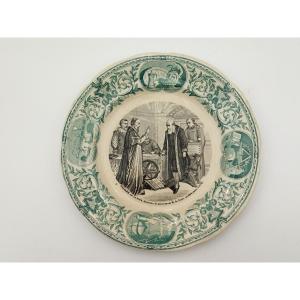 Digoin Sarreguemines Plate Inscribed "galileo" Astronomy Earth's Movement Trial 