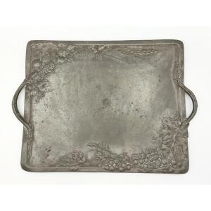 Art Nouveau Kayserzinn Small Tray With Floral/vegetal Motif Hugo Leven