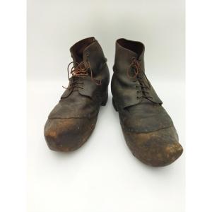 Antique Wooden And Leather Clogs, Folk Art