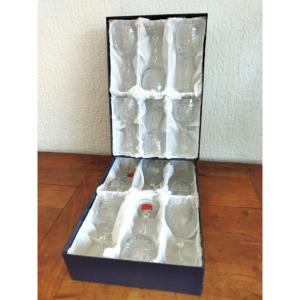 Cristal De Lorraine 12 Cut Crystal Stemware Glasses, New Condition 