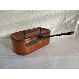 Antique Copper And Riveted Wrought Iron Daubiere With A Handle, 19th Century