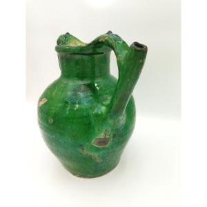 Orjol Antique Green Glazed Terracotta Water Jug, Pottery Collection