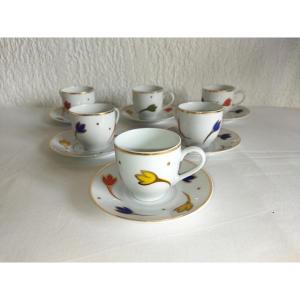 Royal Limoges Vintage Coffee Service With Floral And Gold Pattern