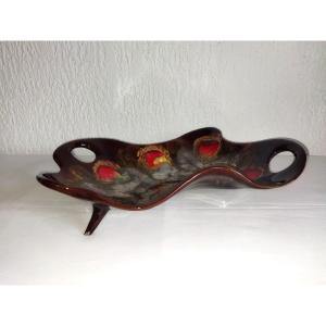 Vallauris Vintage Centerpiece Large Tripod Ceramic Bowl 