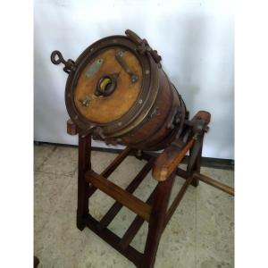 Antique Butter Churn, Wood And Steel/cast Iron "la Simplex" Folk Art