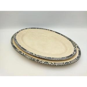 Iron Terra 2 Antique Oval Earthenware Dishes From Salins, 19th Century, Tableware