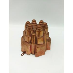 Antique Copper Cake Mold, Folk Art, Collectible Tableware 