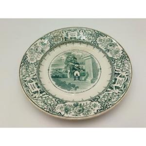 Vieillard Bordeaux Antique Inscribed Earthenware Plate "victorious General" Napoleon I 19th Century