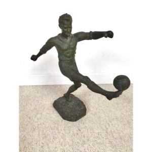 Henri Fugere Art Deco Statue In Regula Football Player