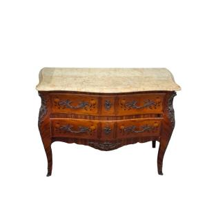 Louis XV Style Chest Of Drawers In Marquetry