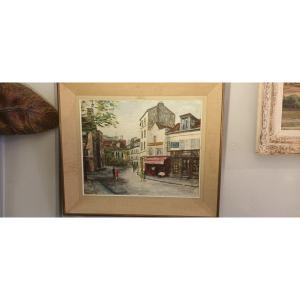 Painting Paris Montmartre Signed A Monoky 1960