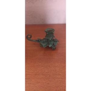 Candle Holder Signed Barye With Plant And Vine Decoration