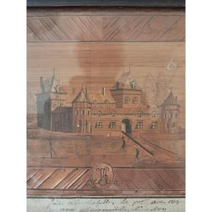 Folk Art Straw Marquetry Picture 