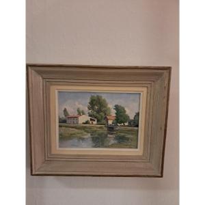 Marais Poitevin Coulon Painting By Ch. Couillaud 