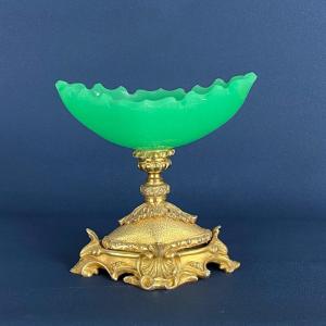 Opaline Ring Dish With Gilt Bronze Mount Circa 1850