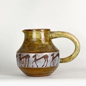 Stoneware Pitcher By Robert Meynard, Vallauris 1950s