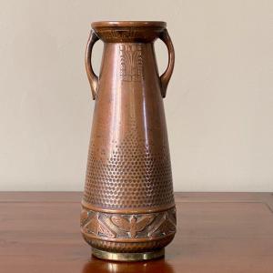 Fives Lille Art Nouveau Vase, Copper Plated