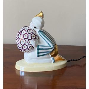 Art Deco Limoges Porcelain Nightlight, Woman With Turban, 1930