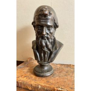 Beautiful Bronze Bust “hippocrates”, 19th Century Based On An Old Model. Bronze.