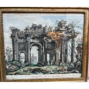 Large And Beautiful Drawing, In The Spirit Of Imaginary Views Of Ancient Roman Ruins.