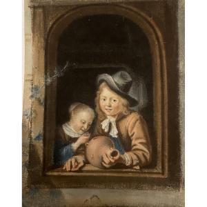 Pastel In The Style Of Dutch Or Flemish Paintings Of The 17th And 18th Centuries. 