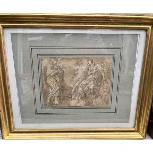 Italian Drawing 17th Century, Latona, Apollo And Diana.