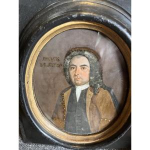 Gorgeous Portrait, Painted At The Back . High Quality Man. XVIII Teen Century. England?