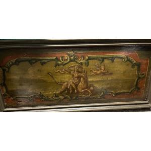 Series Of Four Painted Panels, Probably Woodwork Elements, Late 17th Century.