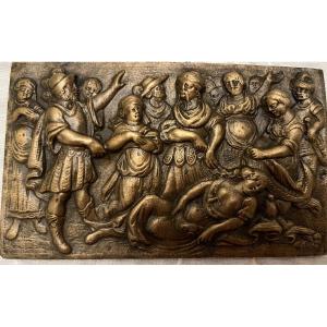 17th Century Bronze Plaque. Death Of An Ancient Queen.